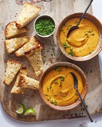 Sweet potato soup [garlic bread]