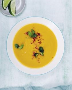 Sweet potato soup with ginger and lime