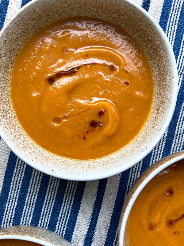 Sweet potato soup with honey butter