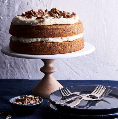 Sweet potato spice cake with orange-cinnamon cream cheese frosting