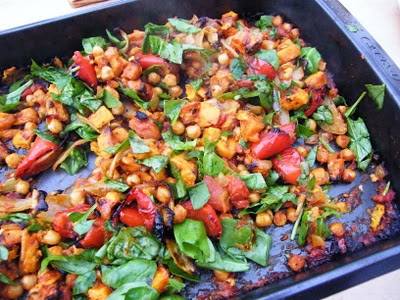 Sweet potato, spinach & chickpea bake