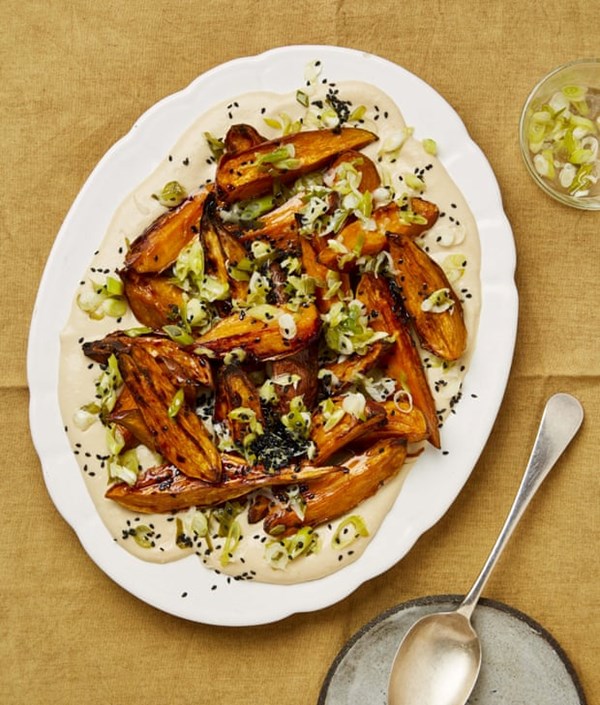 Sweet potato, spring onion and miso salad