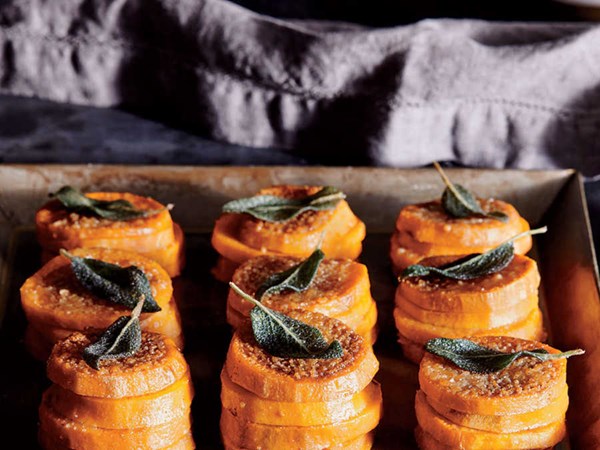 Sweet potato stacks with sage browned butter