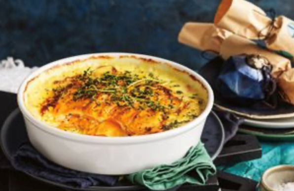 Sweet potato, Taleggio and thyme gratin