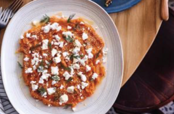 Sweet potato tershi with feta, chilli oil and dill [German Sanchez]