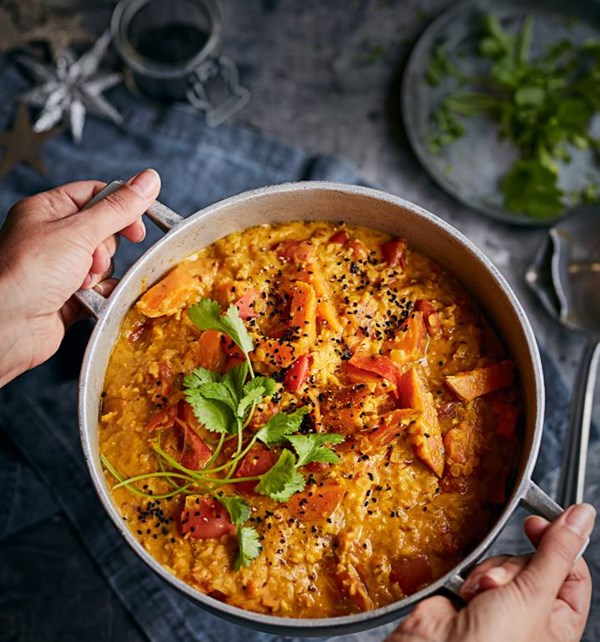 Sweet potato, tomato and coconut curry