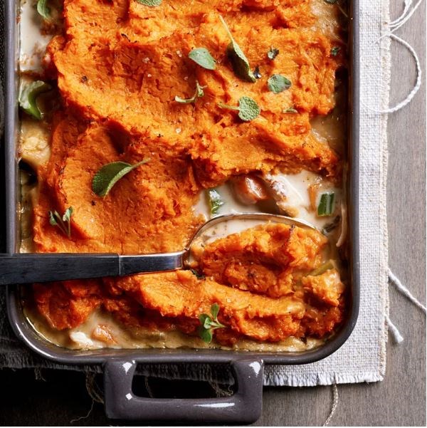 Sweet potato-topped turkey potpie
