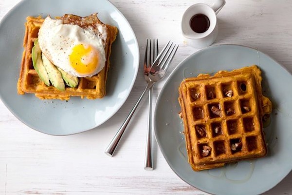 Sweet potato waffles, sweet or savory