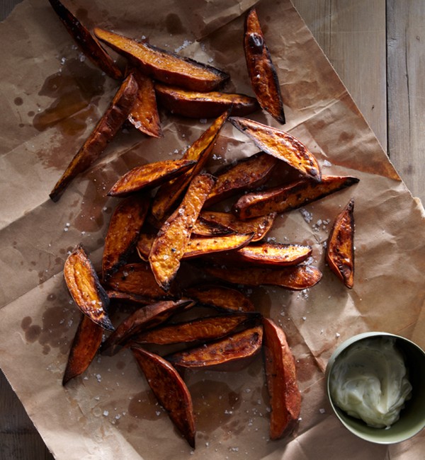 Sweet potato wedges with lime mayo