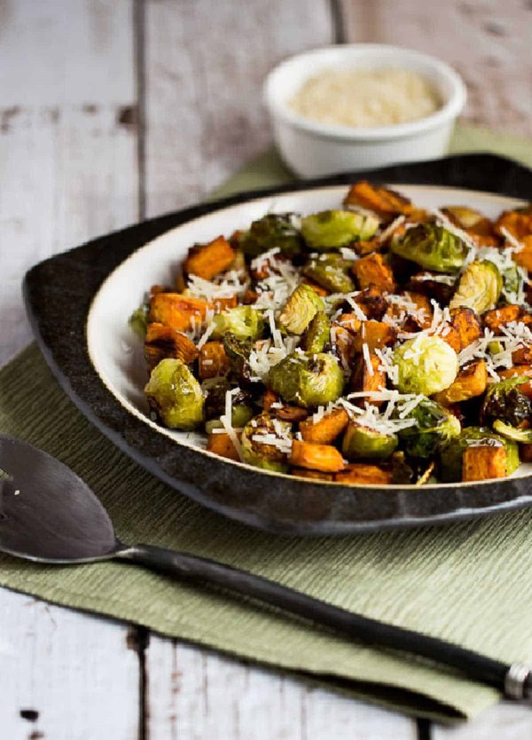 Sweet potatoes and Brussels sprouts