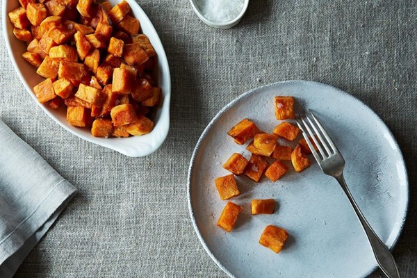 Sweet potatoes roasted in coconut oil