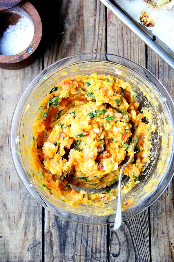 Sweet potatoes with chilies, lime, & cilantro