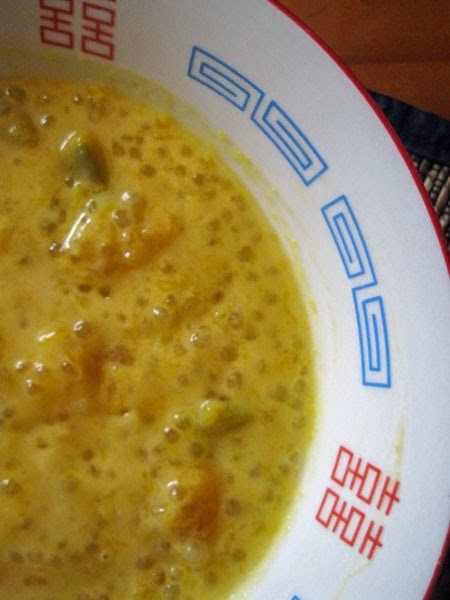 Sweet pumpkin coconut soup with tapioca (Nánguā yèzhī xīmǐlù / 南瓜椰汁西米露)