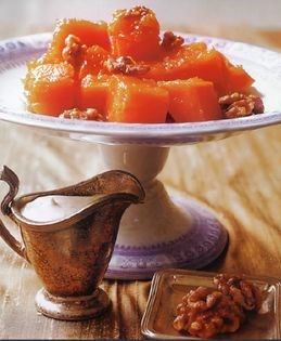 Sweet pumpkin dessert with walnuts