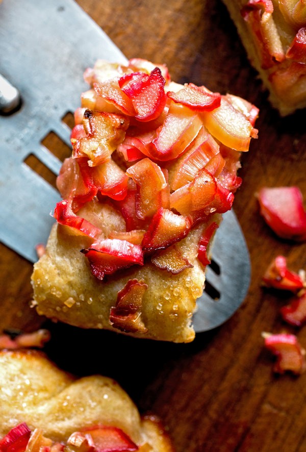 Sweet rhubarb focaccia