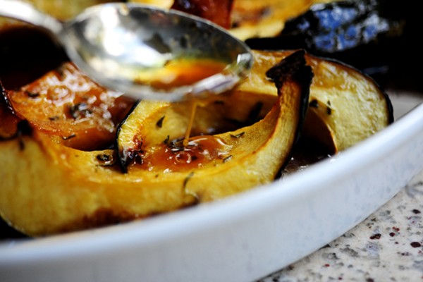 Sweet-roasted rosemary acorn squash wedges