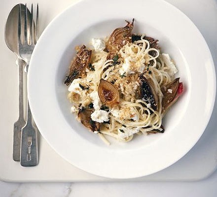 Sweet shallot and ricotta pasta