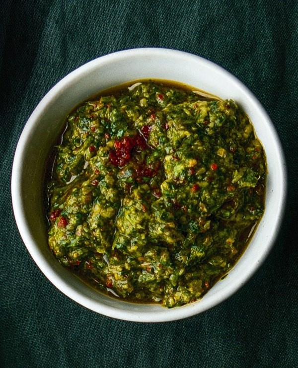 Sweet, sour, salty, spicy tamarind & coriander pesto