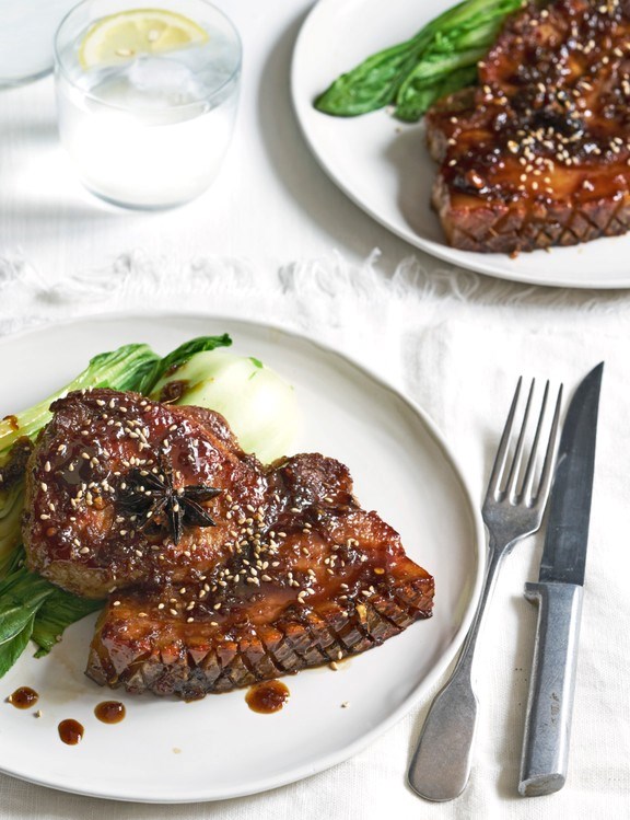 Sweet soy-glazed pork chops