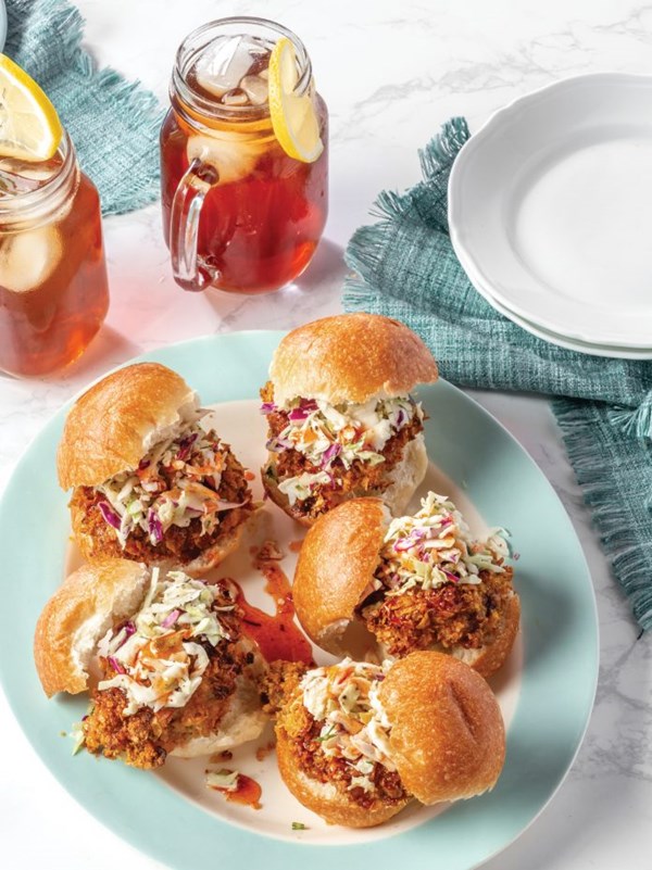 Sweet tea-brined fried chicken sliders