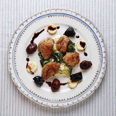 Sweetbreads with chestnuts and parsnips