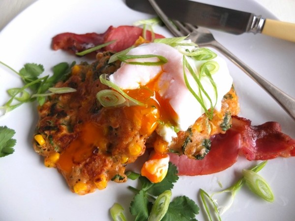 Sweetcorn and kimchi fritters