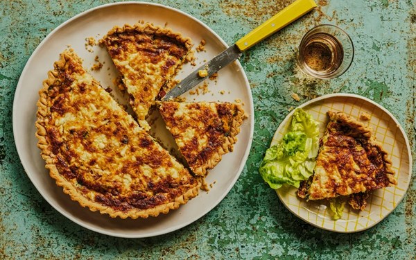 Sweetcorn, bacon, pickled chilli and cheddar cheese pie