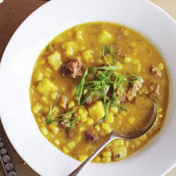 Sweetcorn, kumara and chorizo chowder