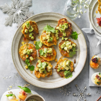 Sweetcorn polenta fritters with sweet chilli and avocado