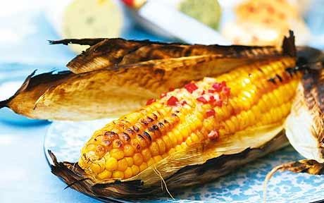 Sweetcorn recipes: barbecued or griddled sweetcorn with Parmesan butter