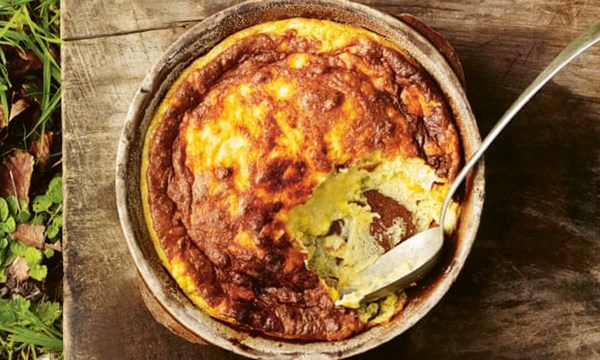 Sweetcorn, rosemary and smoked cheddar soufflé