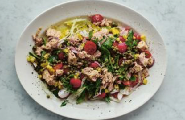 Sweetcorn, tuna, tomato and fennel