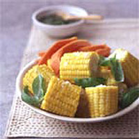 Sweetcorn with basil and lime salsa