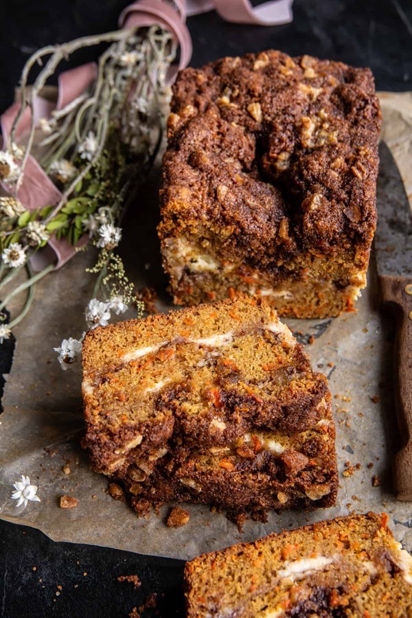 Swirled ginger crunch carrot cake bread