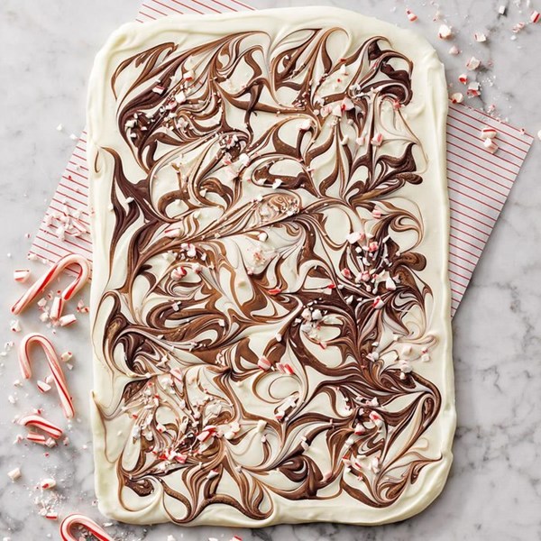Swirled peppermint chocolate bark