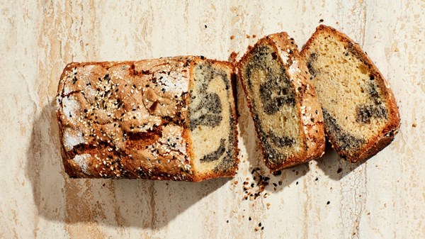 Swirled sesame tea cake