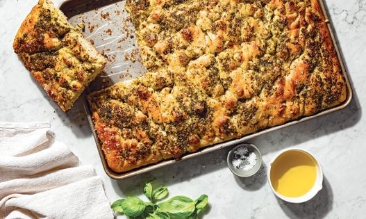 Swirled summer pesto focaccia