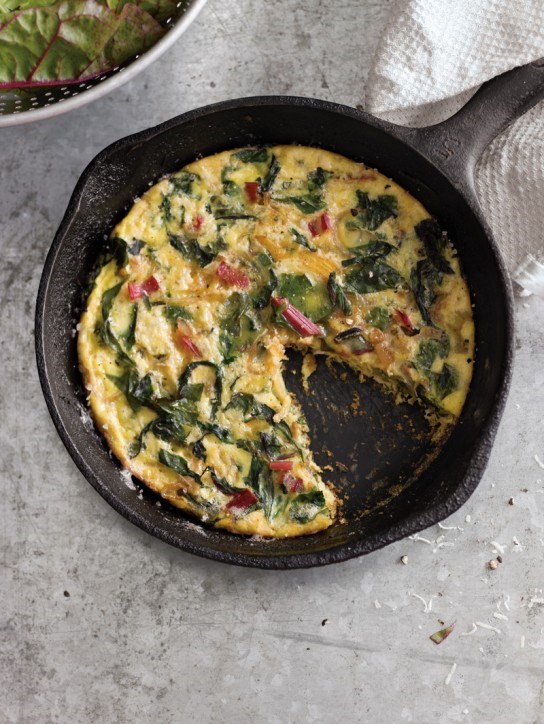 Swiss chard & spring onion frittata