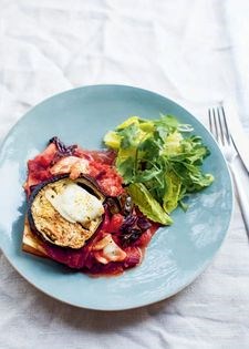 Swiss chard and aubergine lasagne