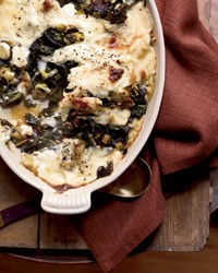 Swiss chard and leek gratin