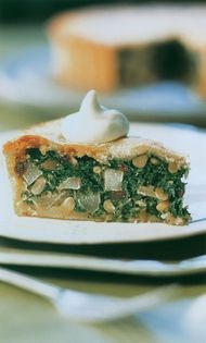Swiss chard and pear tart