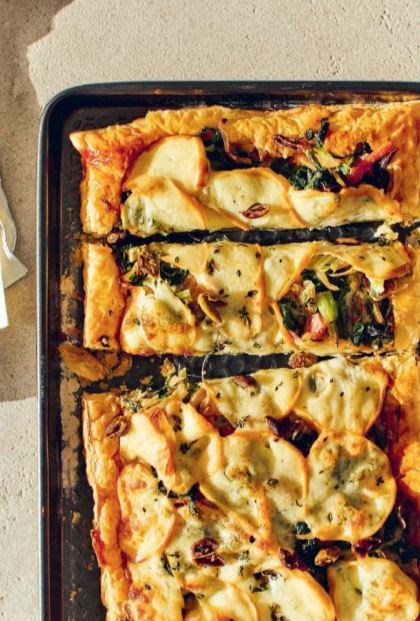 Swiss chard and smoked scamorza tart