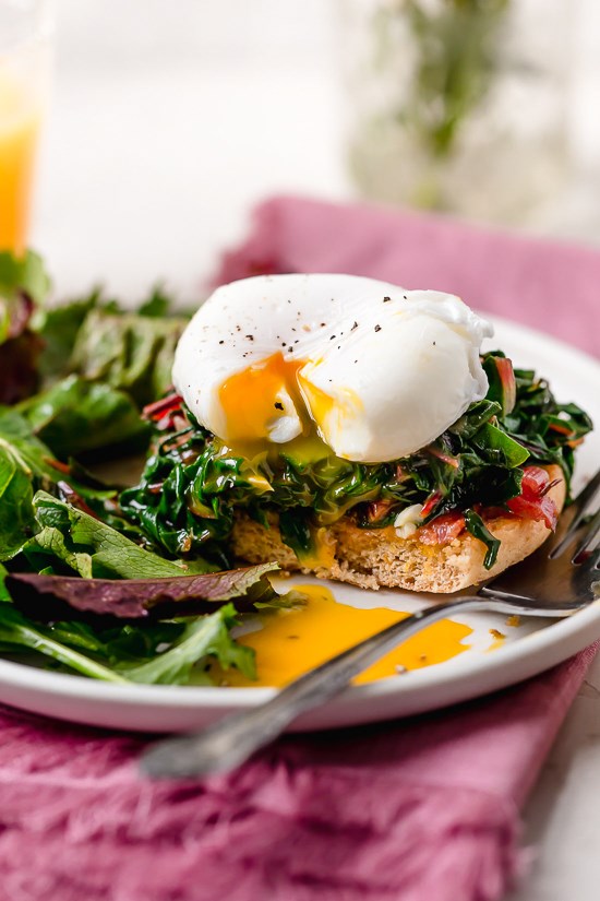 Swiss chard eggs Benedict