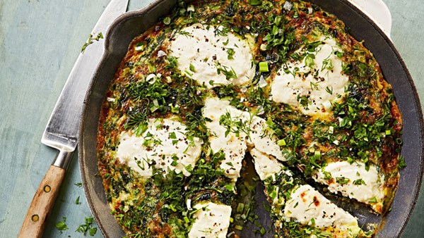Swiss-chard frittata with rye berries