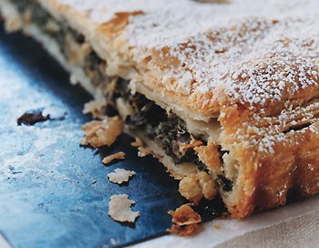 Swiss chard, raisin, and pine nut tart