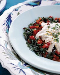 Swiss chard salad with garlicky yogurt