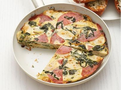 Swiss chard-salami frittata