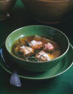 Swiss chard soup with dumplings (Zuppa di bietole e polpettine)