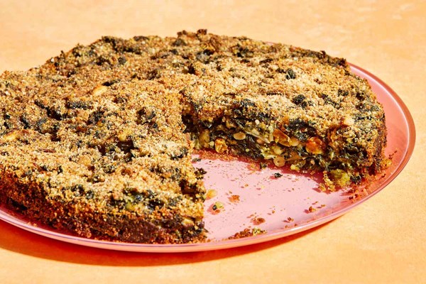 Swiss chard torte with raisins and pine nuts (Tegliata di biete)