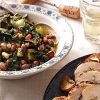 Swiss chard with borlotti beans (Verdure con fagioli)